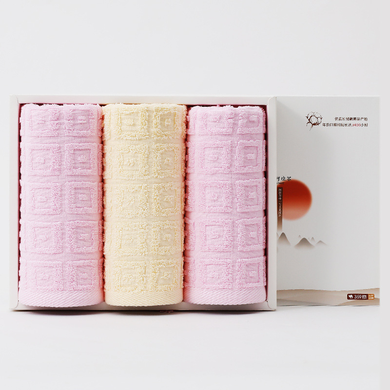 Jieliya Toalla de algodón puro tres Cajas de Regalo boda reunión actividades boda espalda mano regalo GRUPO DE LA EMPRESA Toalla de compra