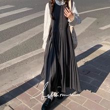 秋冬外穿两色入超仙学院风圆领打底背心裙毛呢圆领连衣裙