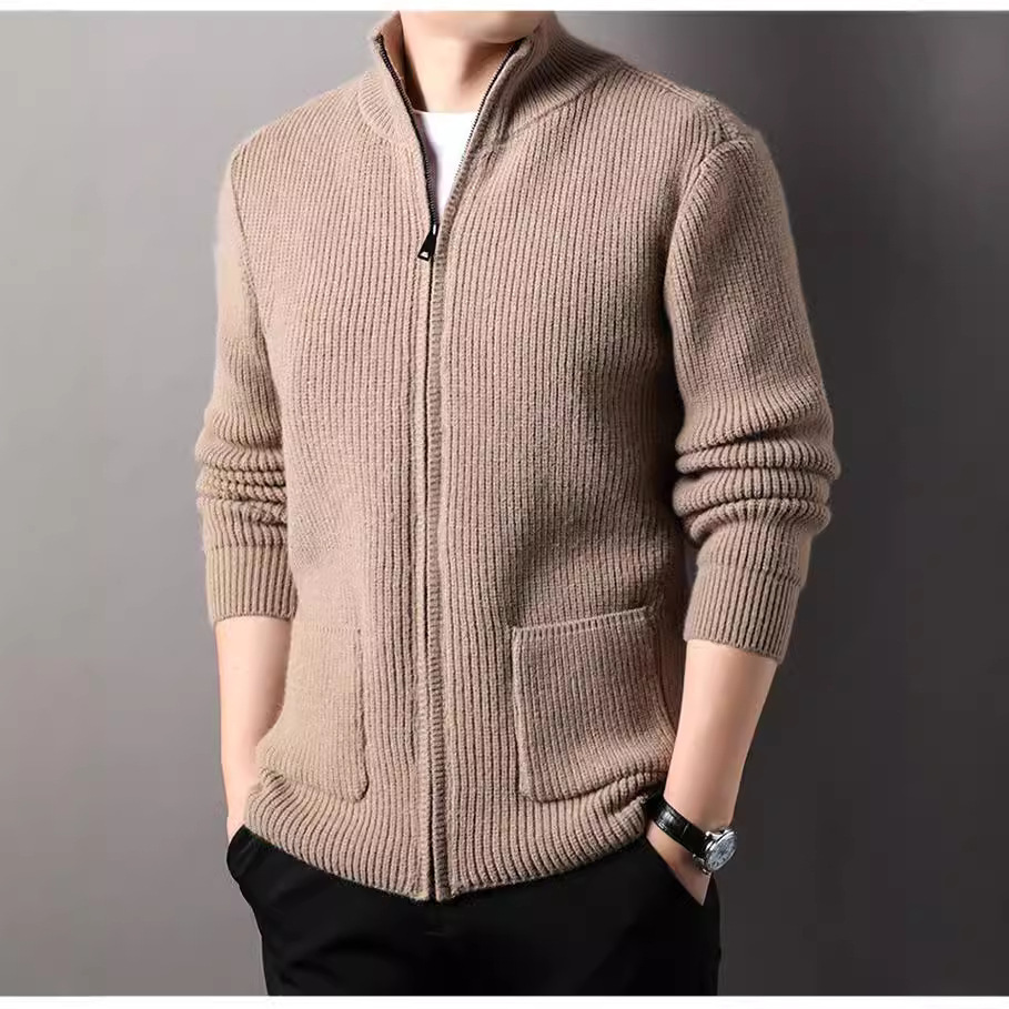 Suéter nuevo comercio exterior hombre de punto cardigan de mediana edad suelto simple de manga larga otoño invierno tendencia suéter de hombre
