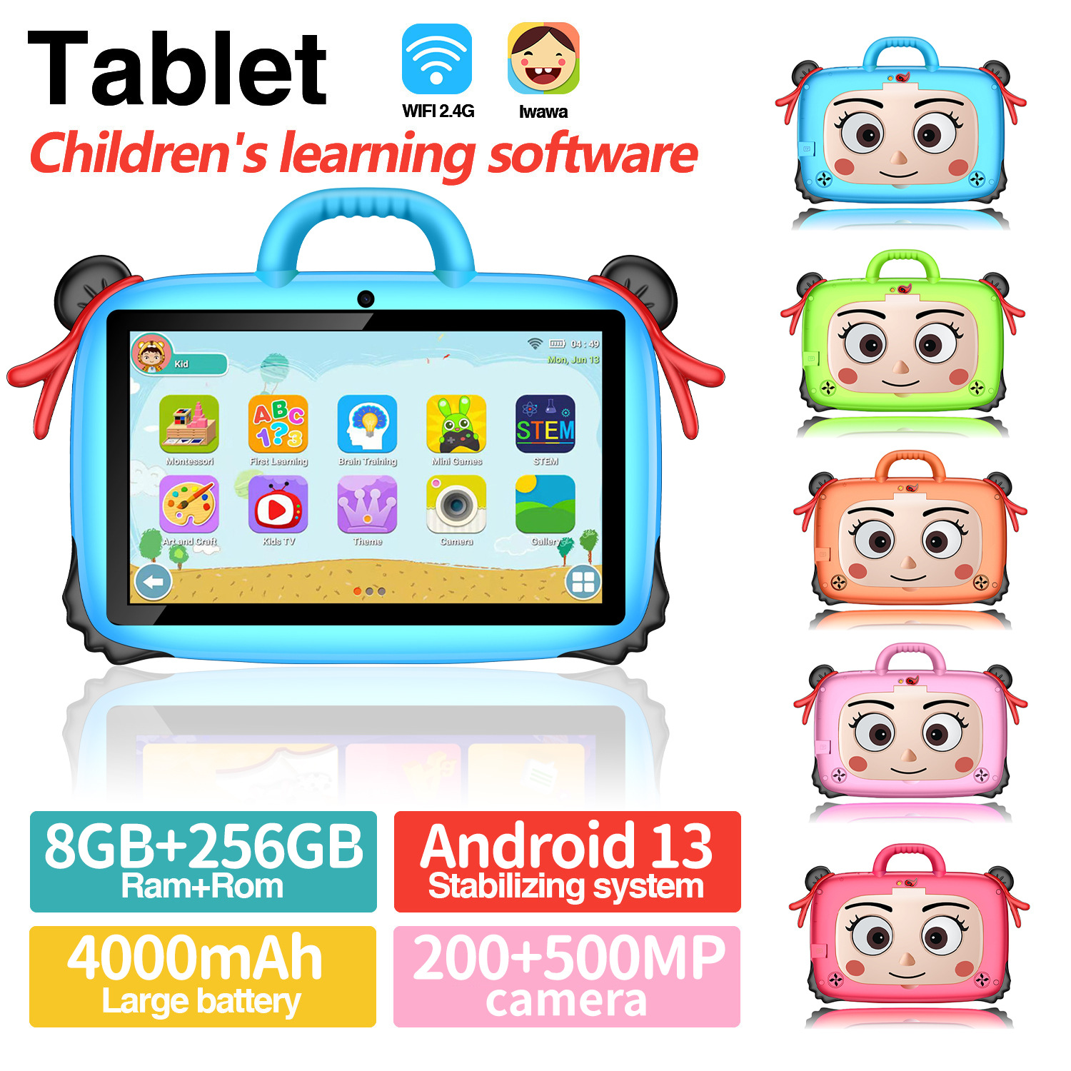 Cross-Border New Product Android Smart Children's Tablet Anti-Fall Wifi Version Bluetooth Cross-Border Dropshipping Wholesale Direct Supply