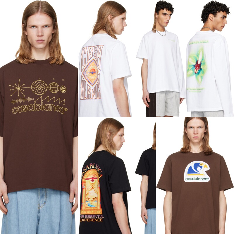 Cross-border American-style Casablanca collection: simple cartoon print, pure cotton short-sleeve T-shirt, unisex Cross-border American-style Casablanca collection: simple cartoon print, pure cotton short-sleeve T-shirt, unisex