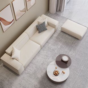 Minimalist Cream Style Tofu Block Sofa Living Room Simple Modern Straight Sofa Internet Celebrity Style Technology Fabric Sofa Wood