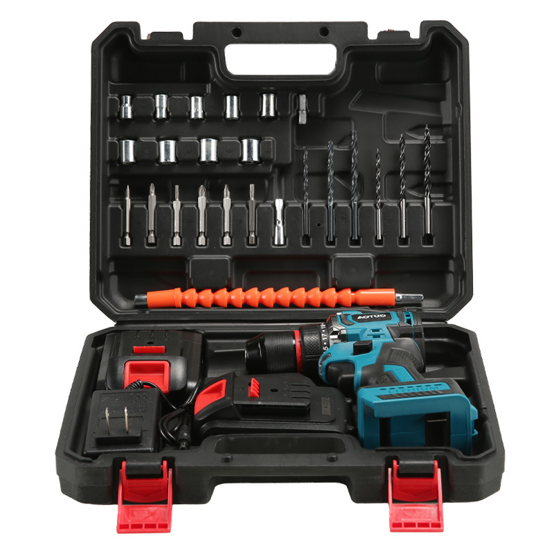 Transfronterizo nuevo taladro eléctrico de litio de alta potencia taladro de mano sin escobillas taladro de impacto carga taladro eléctrico de litio de doble velocidad destornillador eléctrico