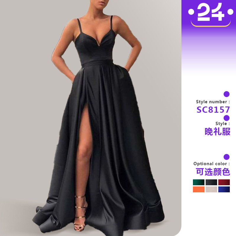Vestido de novia de satén 2024 nueva primavera Boda nupcial europeo y americano tubo personalizado superior adelgazamiento simple piso-longitud vestido de banquete