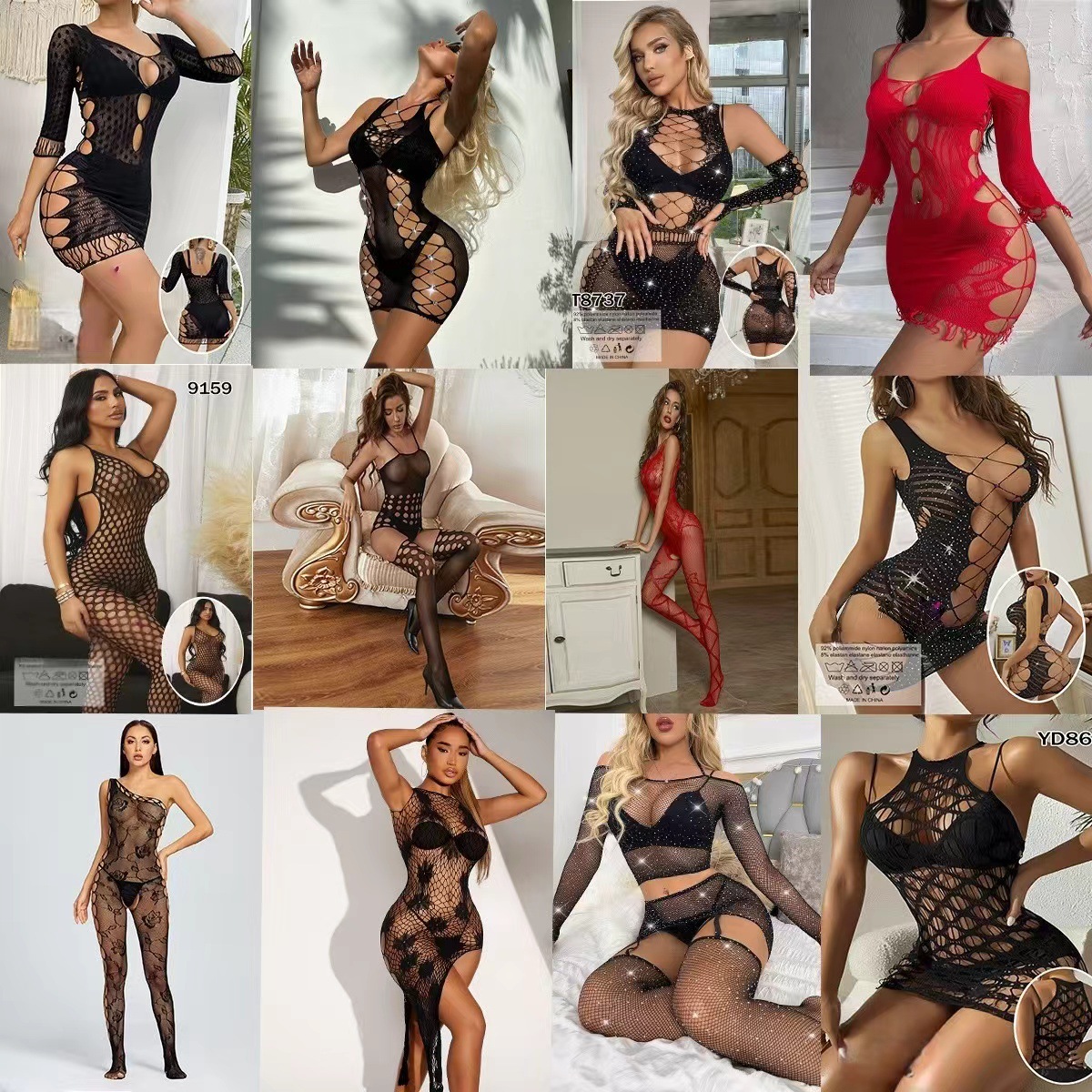 Lencería sexy Benqian, body transpirable con aberturas, estilo europeo y americano, conjunto de falda corta ajustada y sensual.