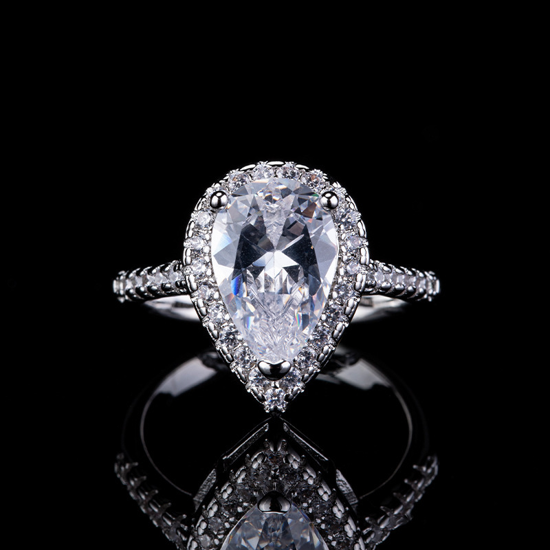 Classic Heart-Shaped Zircon Women's Engagement Ring, Versatile Micro-Encrusted Diamond Ring, European and American Cross-Border Popular Jewelry Wholesale