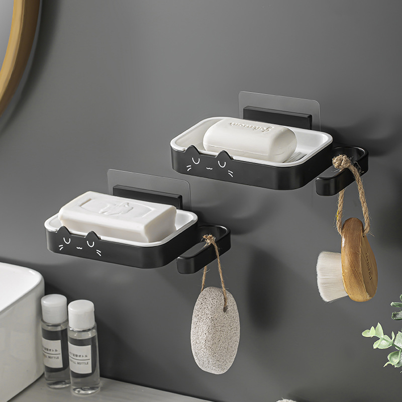 Caja de jabón personalizada, caja de jabón sin perforación de drenaje de pared, baño, hogar creativo, estante nuevo grande