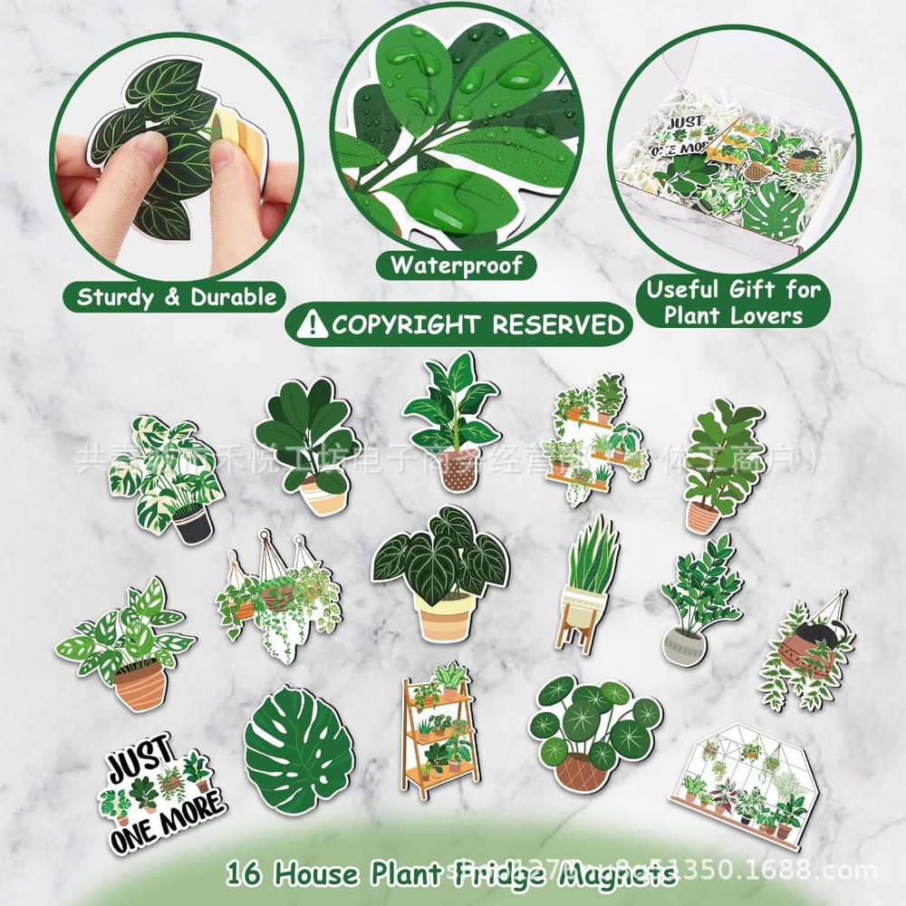 Plantas verdes acrílicas pegatinas de refrigerador tortuga bambú plantas tropicales en maceta pegatinas magnéticas decoración del hogar pizarra pegatinas magnéticas