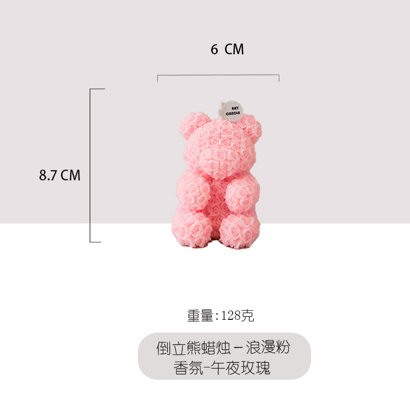 Vela de aromaterapia de oso rosa de alta gama de venta caliente transfronteriza Romántico y lindo Día de San Valentín Regalo hecho a mano al por mayor Regalo de mano