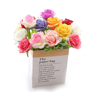 Simulation Single Rose Bouquet Home Dining Table Vase Flower-arranging Small Fresh Short Silk Cloth Fake Flowers Decorative Ornaments Flowers