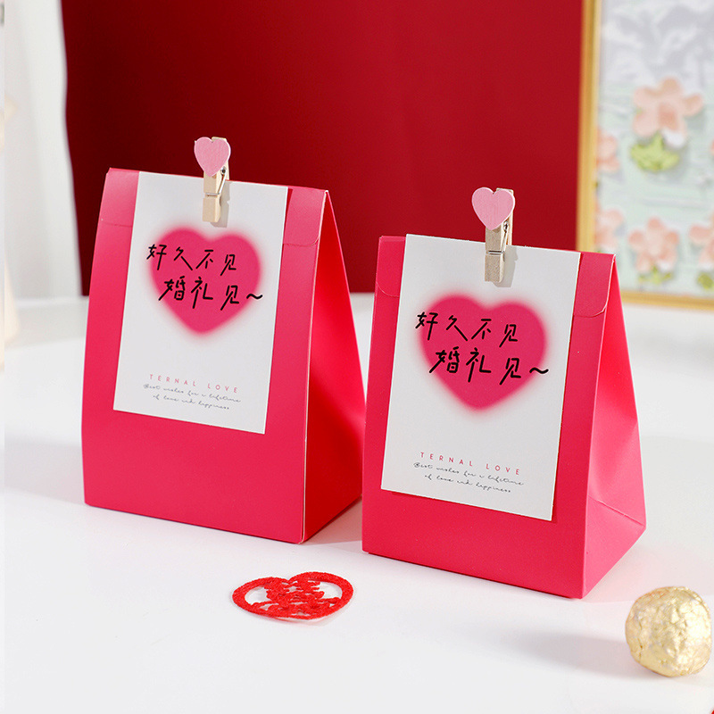 Nueva caja de azúcar portátil creativa pequeña caja roja recomienda casarse caja de azúcar portátil caja de embalaje de dulces