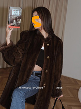 「豪门阔太」仿水貂大衣环保皮草仿皮毛一体外套外套中长款2023秋