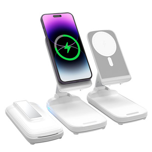 Foldable Wireless Magnetic Charging Dual-Axis Stand 15W Wireless Fast Charging Portable Power Bank for Export