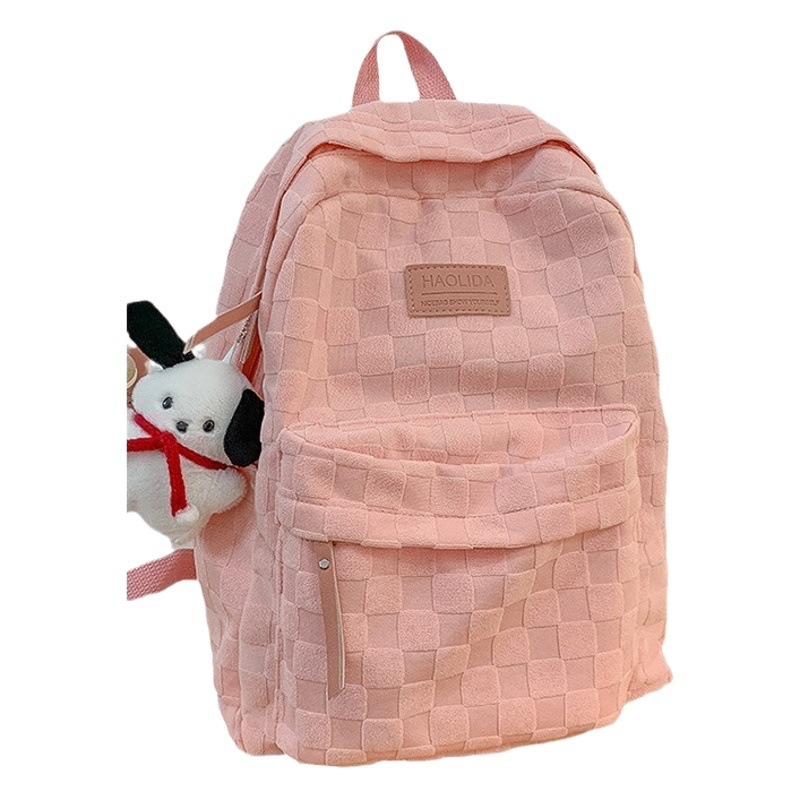Estilo coreano ins estudiante nicho Plaid schoolbag Universidad simple todo partido color sólido de gran capacidad estudiante mochila casual