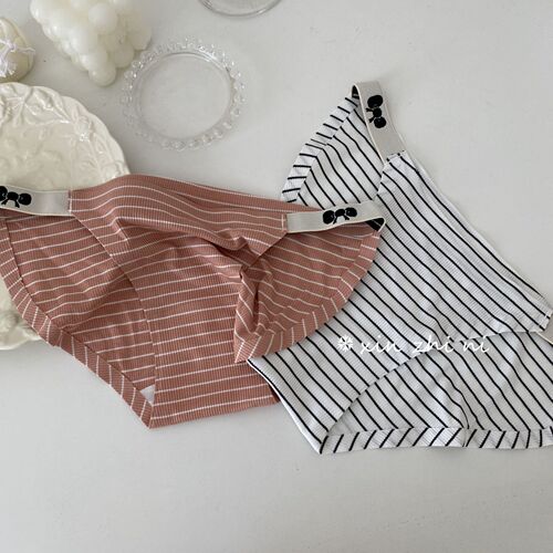 Senyu Sweet Tea [Pure Desire Bowknot] Japanese seamless underwear for women with high slit, mid-waist, girly style, simple stripes