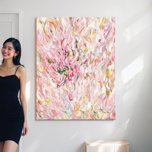 粉色花瓣ins抽象手绘油画客厅卧室玄关装饰画艺术背景墙创意壁画