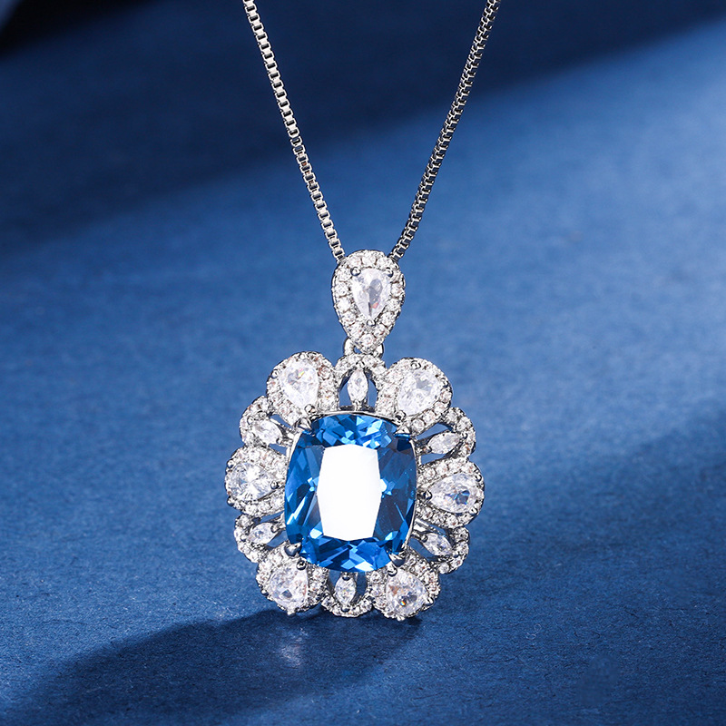 2024 nueva joyería Zhuang Shengsheng fondo de cobre chapado en oro simulación tesoro de color corindón traje de temperamento retro mujer 10*12