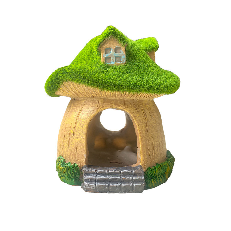 Adorno de Paisajismo para Pecera, Casa de Musgo Artificial para Esconderse, Decoración de Paisaje para Peces y Camarones de Acuario