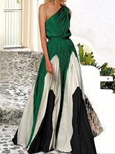 W 62896 Color Block Off Shoulder Dress ײɫƴ��¶���B��ȹ