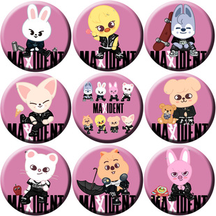 Stray Kids's new album "MAXIDENT" cartoon same badges mirror mirror keychain service