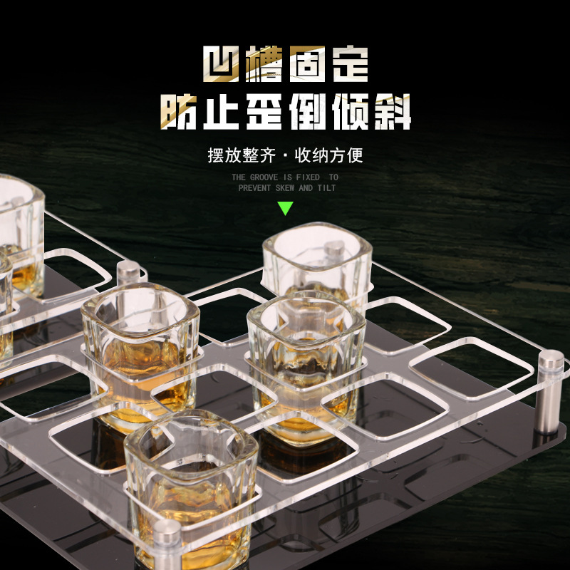 Glass Liquor Stand Set 6 tazas pequeñas de vino extranjero acrílico barra limpia KTV Whisky Stand