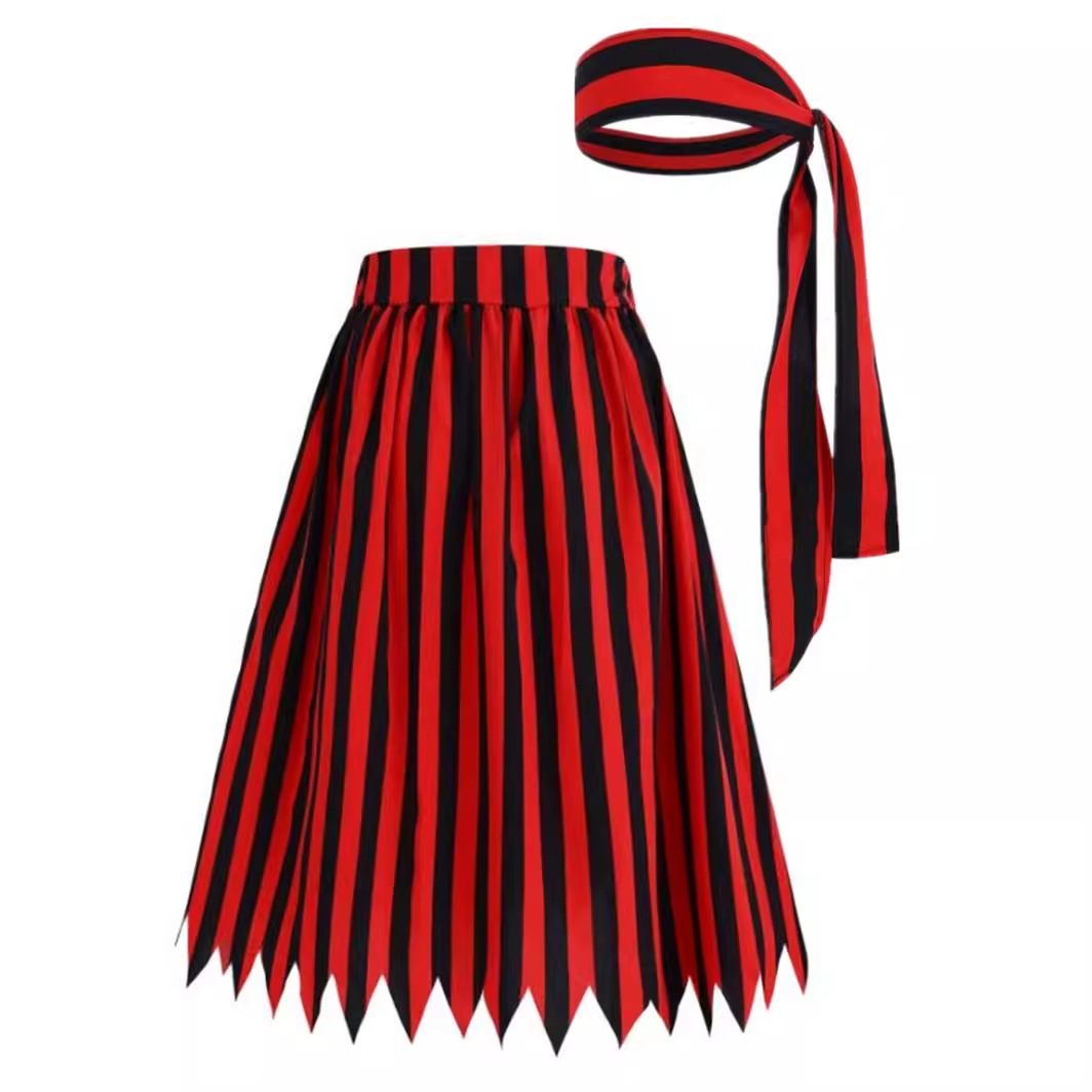 Personality Full Women Pirate Dress Casual Stripe and All Saints Dress Skirt Girl Fashion Performance Dress Preferred