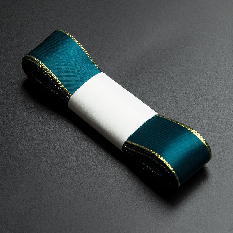 En stock venta al por mayor 2,2 borde dorado cinta regalo de cumpleaños pastel embalaje cinta arco flor regalo