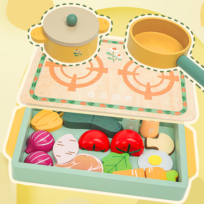 Simulación transfronteriza Tipo de cocina Juego de juguetes Chechele de simulación de madera