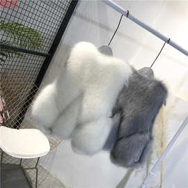 Y9Z毛毛马甲女短款2022新款仿狐狸毛水滴时尚皮草无袖背心外套坎
