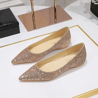 531-3 Banquet Fashion Versatile Low Heel Slope Heel Inner Height Increase Shallow Mouth Pointed Glitter Women's Shoes Single Shoes Wedding Shoes