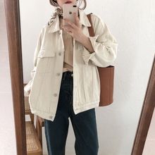 白色软牛仔外套女大码女装春秋复古胖可盐可甜风宽松夹克