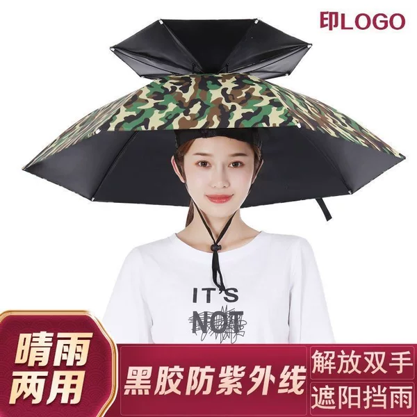 Umbrella hat, head-mounted umbrella, fishing headwear, outdoor sun protection umbrella, tea-picking and sanitation sun protection hat umbrella, folding umbrella