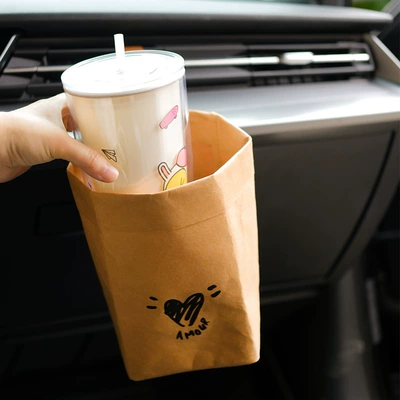 Kraft Paper Bag Storage Bear Washable: Car storage bag/box