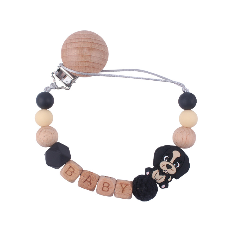 Nuevo bebé suministros de haya chupete clip calmante bebé de dibujos animados animal perro silicona chupete cadena anti-gota cadena