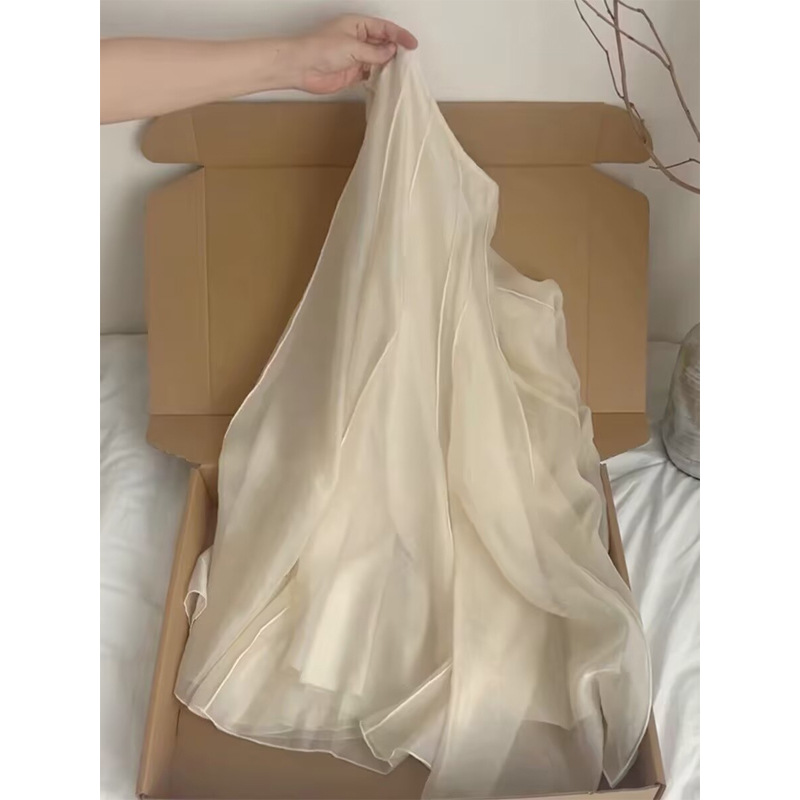 Chân váy chữ A cạp cao dáng dài viền lá sen — màu mơ chi tiết 3