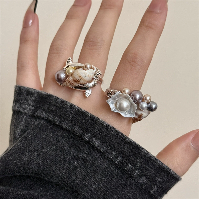handmade marine ring (Marine) — дизайн ракушки жемчуга, один размер, стиль пляжа
