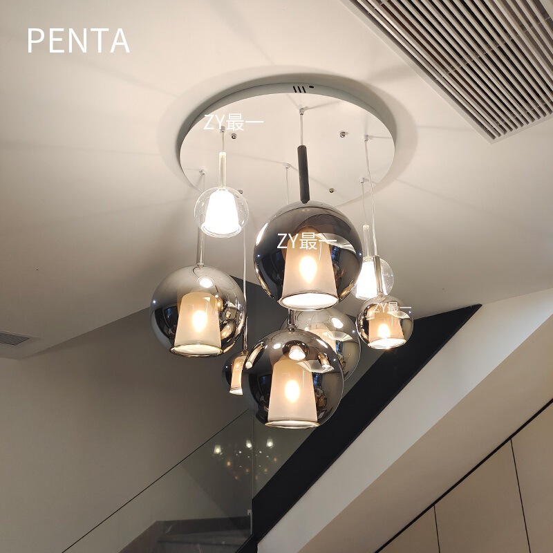 Italy GloPE stair chandelier glass lamp pick empty villa TA creative restaurant N bedside lamp bedroom bedroom