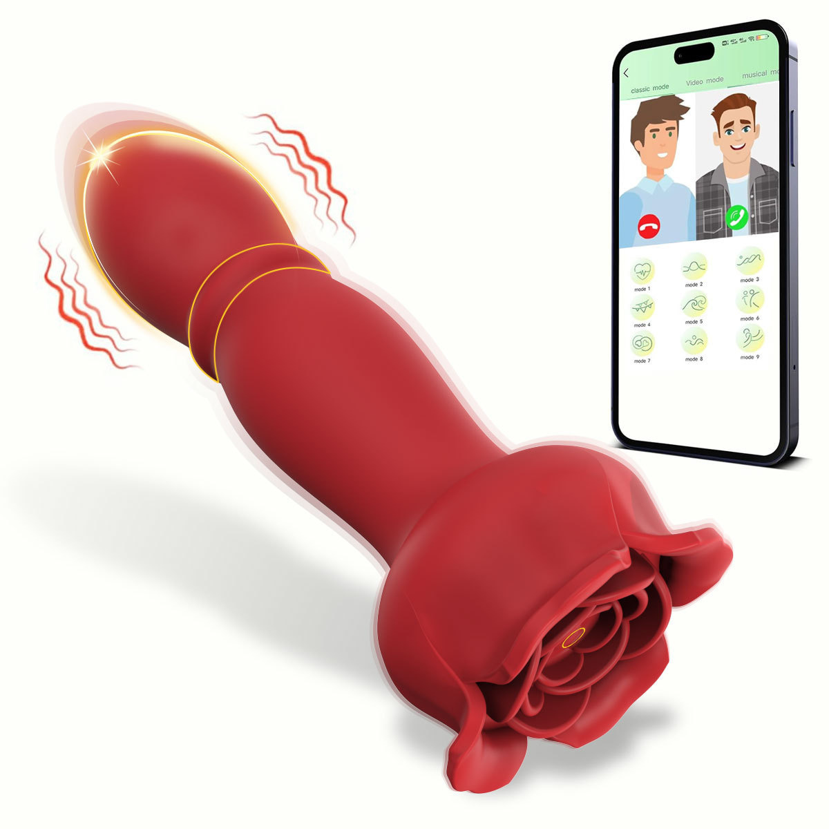 App Remote Control Telescopic Vibrating Anal Plug Prostate Massager, 9 Frequencies, Black Silicone — detail image 11