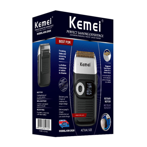 KEMEI (Kemei) KM-2026 Military-Grade High-Capacity Lithium Battery LCD Display Dual-Function Stainless Steel Blade Shaver