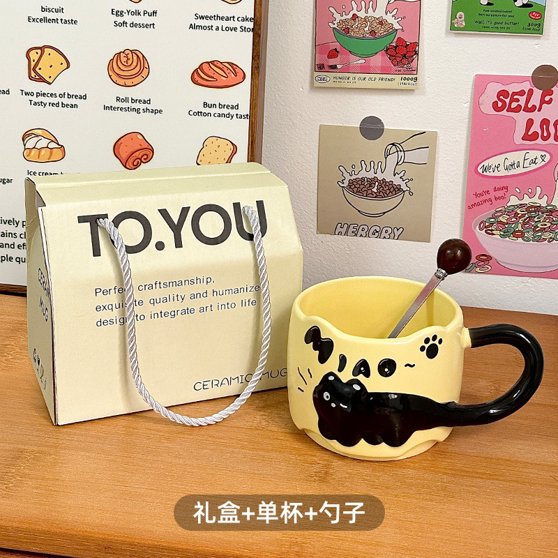 Taza de cerámica Taza de agua apilada de oficina Taza de café casera Taza de pareja de gato lindo Regalo femenino