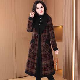 加绒加厚呢子大衣女士毛呢外套秋冬高级感洋气小个子韩系2024新款