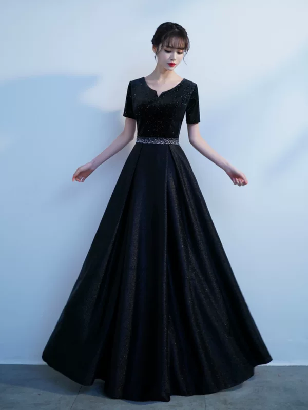 Black elegant evening dress, suit, high-quality style, city style