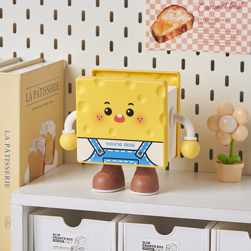 Caricatura encantadora galleta de escritorio caja de almacenamiento creativa papelería multifuncional dormitorio de estudiantes decoración de lápiz para niños