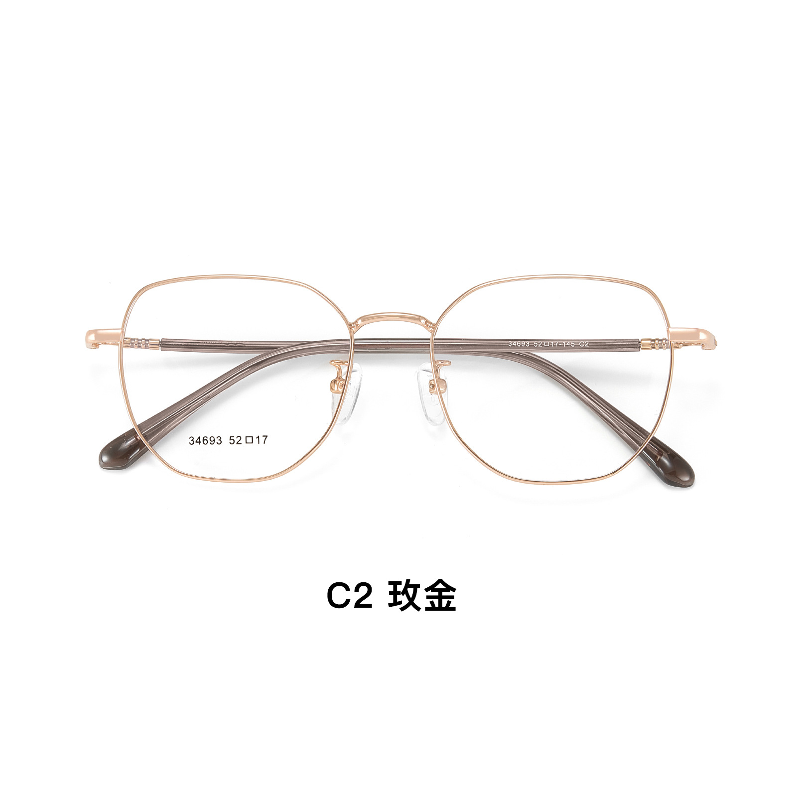 La cara de la piel simple es blanco, la cara es más limpia, el marco de gafas de aleación metálica es bicromático, el soporte de la nariz de la cara es un marco de gafas al por mayor.
