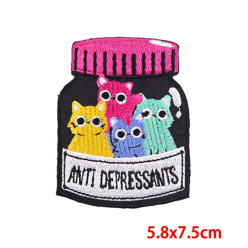 7g Weight Clothing Sticker Patches Classification 1 Piece Quantity Embroidery thread Material Dinosaur, Cat Pattern Cute, Punk Style 1 Piece Cute Punk Dinosaur Cat Embroidery Thread Clothing Sticker Patches 5