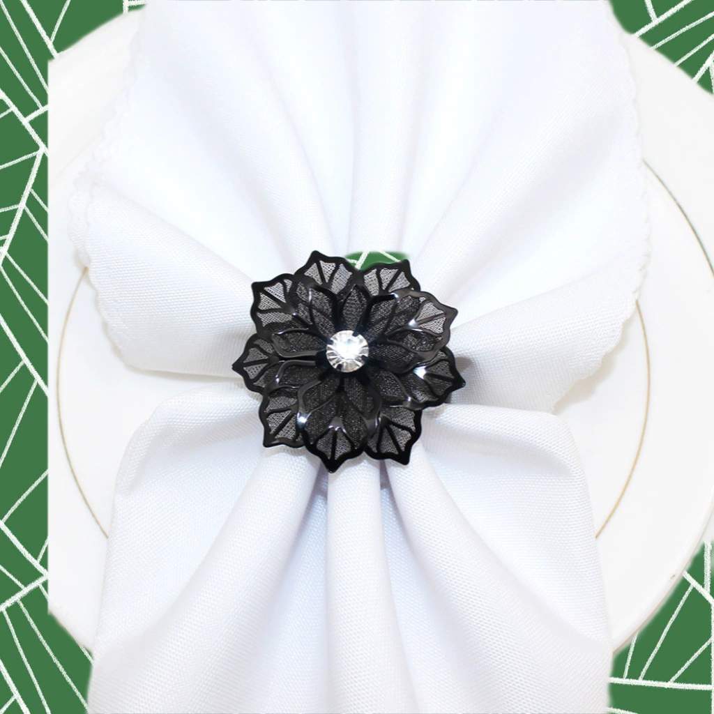 High-end paper napkins, fashionable metal copper ring for hotel, flowered, wholesale