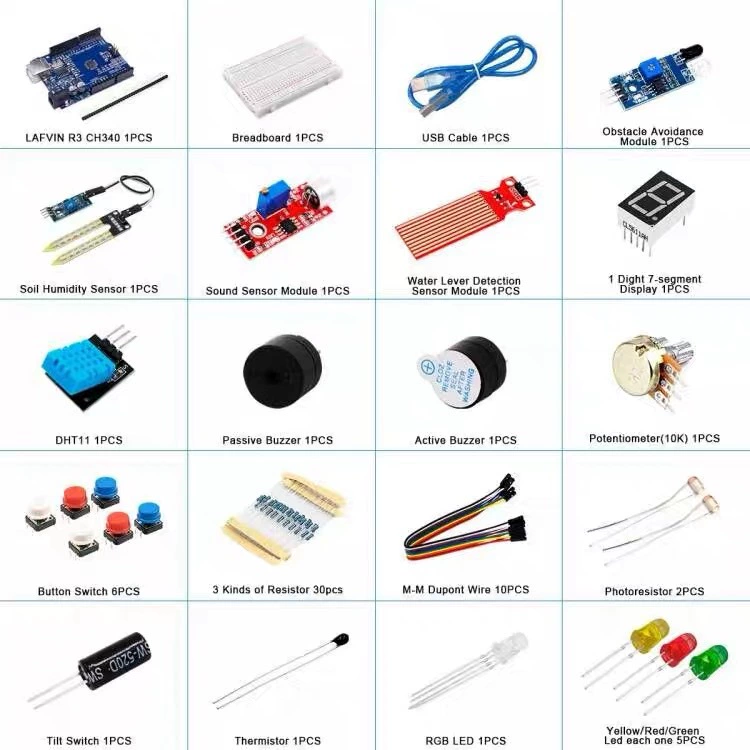 Breadboard Starter Kit (UNO R3 compatible) Maker 400-hole — Sensors, LEDs, Cables
