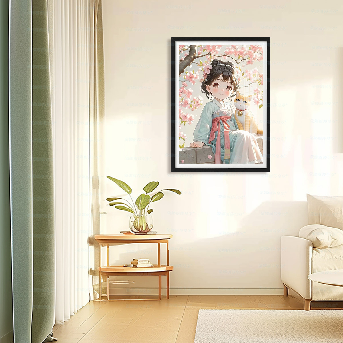 Mona Lisa, Punto de Cruz Realista, Niña y Gato Bajo el Árbol de Duraznos, Nuevo Punto de Cruz Simple de Anime y Dibujos Animados image 3