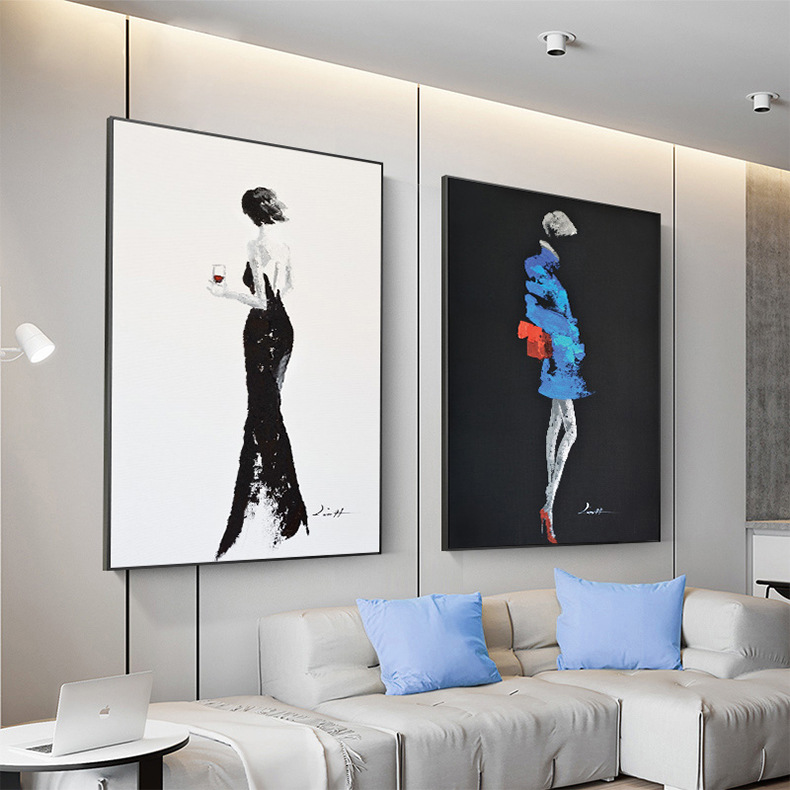 Nordic Living Room Decorative Painting Artistic Figure Wall Painting Black and White Style Clothing Store Dance Hall Hanging Painting Restaurant Bedroom Mural