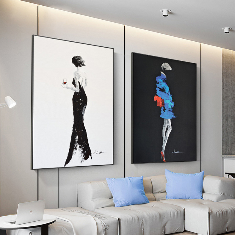 Nordic Living Room Decorative Painting Artistic Figure Wall Painting Black and White Style Clothing Store Dance Hall Hanging Painting Restaurant Bedroom Mural